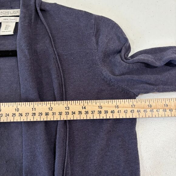 Rachel Zoe 100% Linen Open Front Cardigan Women S Blue Sweater CoastalCore Beach - Picture 6 of 7